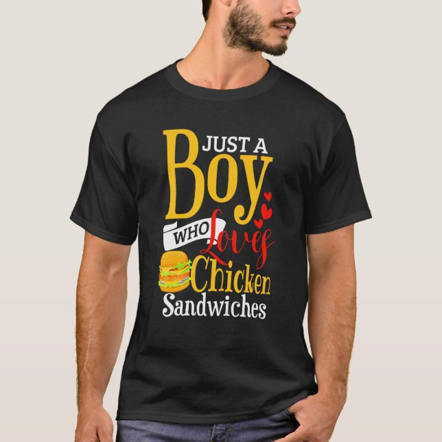 Kids Chicken Sandwich Boys Chicken Burger T Shirt (Framsida)