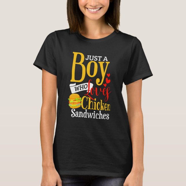 Kids Chicken Sandwich Boys Chicken Burger T Shirt (Framsida)