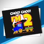 Kids Choo Choo Tåg 2:a födelsedagen Choo I är 2 Vykort<br><div class="desc">Den här CHOO CHOO I är 2-designen gör att den perfekt tåg-temade födelsedagsfesten för din två år gamla småbarn-pojke eller flicka. Denna andra födelsedag i party är perfekt för barn som tycker om tåg, järnvägsspår och det visande tåg hornet. Den här tåg-födelsedagsfestens temaskjorta har en grafisk illustration av roligt tecknad...</div>