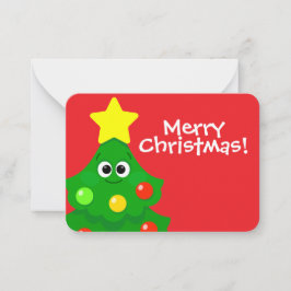 Kids Christmas Cartoon Christmas Tree Anteckningskort