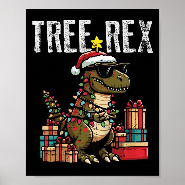 Kids Christmas Dinosaur Tree Rex Xmas Trex Toddler Poster (Framsidan)