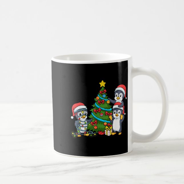 Kids Christmas Penguin Christmas Tree Lights Baubl Kaffemugg (Höger)