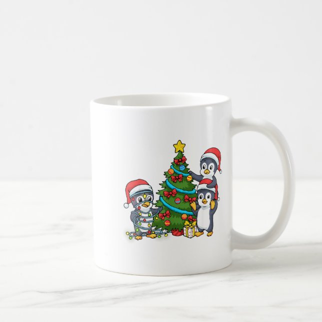 Kids Christmas Penguin Christmas Tree Lights Baubl Kaffemugg (Höger)