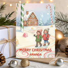 Kids Christmas Peppermint Forest Trail Helgkort