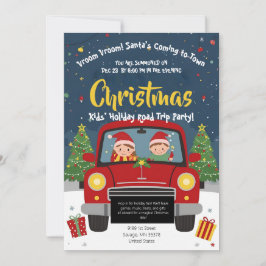 Kids Christmas Road Trip Car Holiday Party Card Inbjudningar