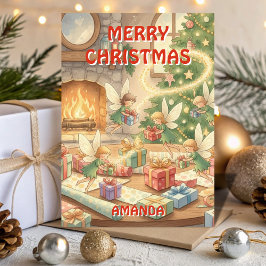 Kids Christmas Sparkle Fairies Helpers Helgkort