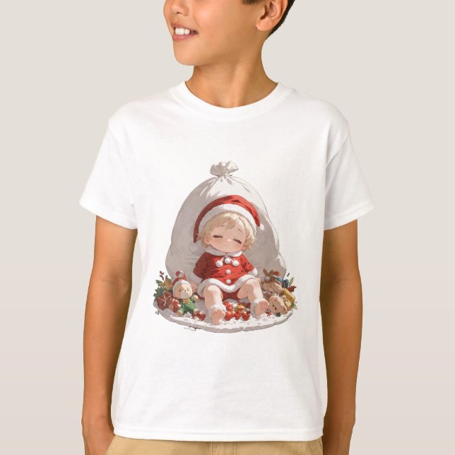 Kids Christmas T-Shirt Santa Children's Basic Tee (Framsida)