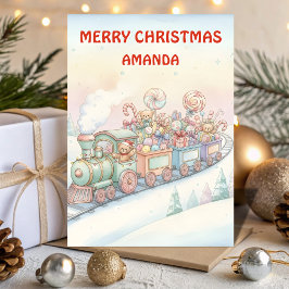 Kids Christmas Toy Train Adventure Helgkort