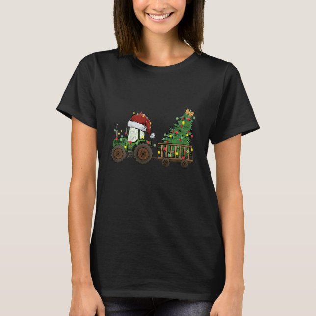 Kids Christmas Tractor Farm  Christmas Tractor T Shirt (Framsida)