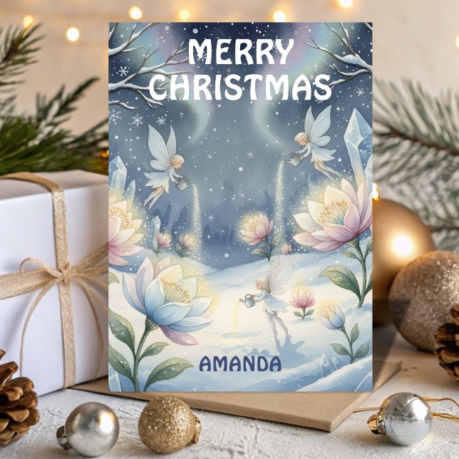 Kids Christmas Winter Fairy Garden Helgkort (Skapare uppladdad)