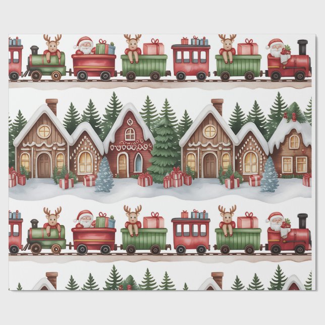 Kids Christmas Wrapping Paper – Toyland and Train  Presentpapper (Platt)