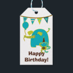 Kids Circus Birthday Presentetikett<br><div class="desc">Det här är en för barn på roligtens födelsedagspresent med en söt cirkuselefant och apa på framsidan i kalkgrön och tealblått. Överst finns en födelsedagsbanderoll med matchande färgbilder. Baksidan har samma apa med blå födelsedagsballonger och din anpassningsbar. Underbart för en liten pojke, men kan också användas för en födelsedagsflicka. *Clip...</div>