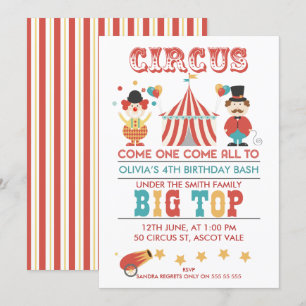 Kids Circus Födelsedagsfest inbjudan