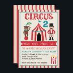 Kids Circus Födelsedagsfest inbjudan<br><div class="desc">De här barncirkusens födelsedagsfest inbjudan har en cirkus tält, ring mästare, preformande björn, ritad ord, popcorn och banderoll. Textområdet är beige med en ljusblå kontur och gräns består av ett beige och rött rand mönster. Jag ville skapa en ny cirkussamling för butiken, eftersom det tidigare har varit ett populärt tema...</div>