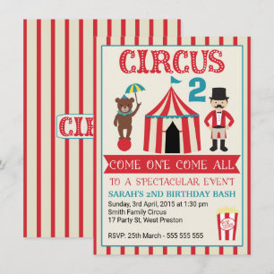 Kids Circus Födelsedagsfest inbjudan