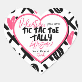 Kids Class Tic Tac Toe tally Fantastisk Valentine Hjärtformat Klistermärke