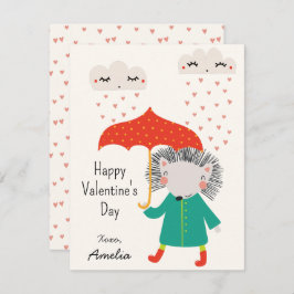 Kids Classroom Cute Hedgehog Valentine's Day Anteckningskort