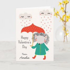 Kids Classroom Cute Hedgehog Valentine's Day Kort