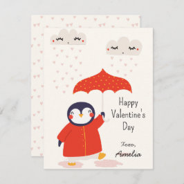 Kids Classroom Cute Penguin Valentine's Day Anteckningskort
