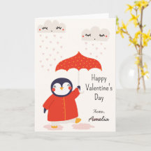 Kids Classroom Cute Penguin Valentine's Day