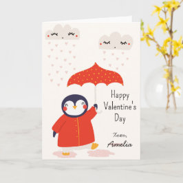 Kids Classroom Cute Penguin Valentine's Day Kort