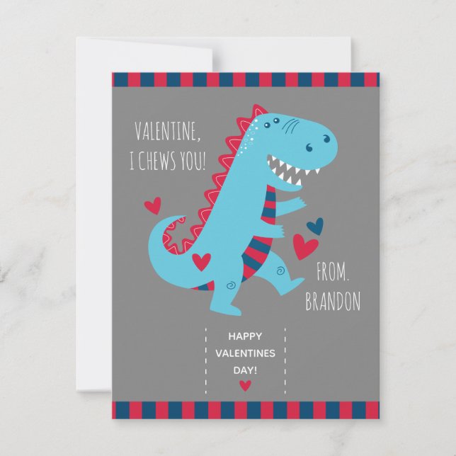 Kids Classroom Dinosaur-Valentineser Anteckningskort (Framsida)