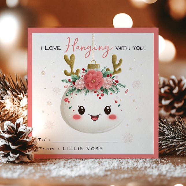 Kids Classroom Kawaii Reindeer Christmas Holiday Julkort (Skapare uppladdad)
