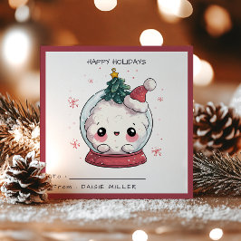 Kids Classroom Kawaii Snow Globe Christmas Holiday Julkort