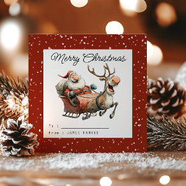 Kids Classroom Santa In His Sleigh Julkort