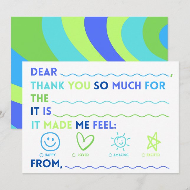 Kids Classroom Thank You Cards | Fill In The Blank Julkort (Fram/baksida)