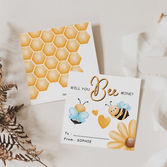Kids Classroom Will You Bee Mine? Valentines Day Julkort (Skapare uppladdad)