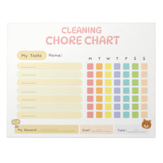 Kids Cleaning Chore Chart Weekly Reward Tracker Anteckningsblock