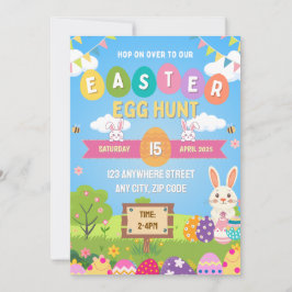 Kids Colorful Easter Egg Hunt Invitation Inbjudningar