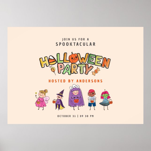 Kids Colorful Halloween Costume Party Poster (Framsidan)