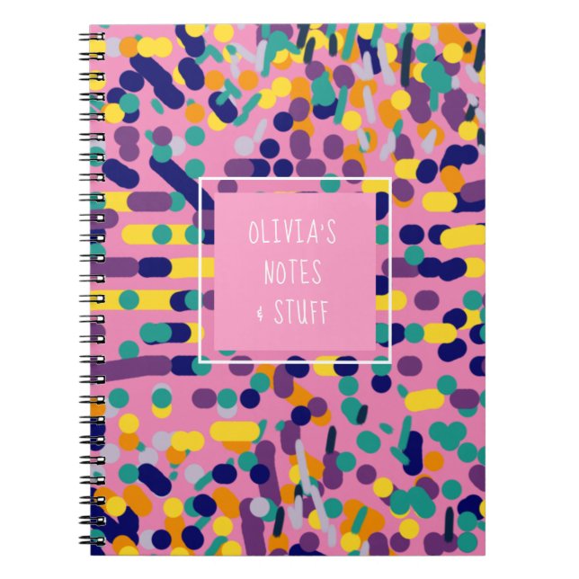 Kids Colorful Rosa Artsy Cute Back to school Anteckningsbok (Framsidan)