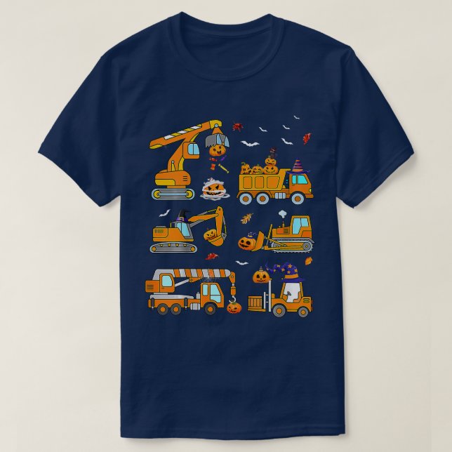 Kids Construction Fordon Halloween Crane Lastbil P T Shirt (Design framsida)