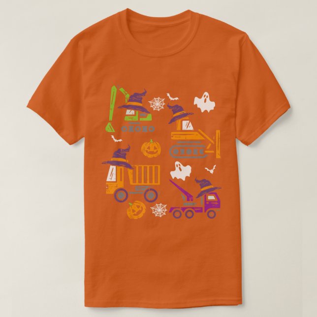 Kids Construction Fordon Halloween Crane Lastbil P T Shirt (Design framsida)