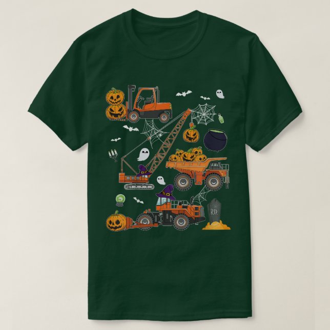 Kids Construction Fordon Halloween Crane Lastbil P T Shirt (Design framsida)