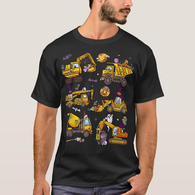 Kids Construction Fordon Halloween Excavator Todd T Shirt (Framsida)