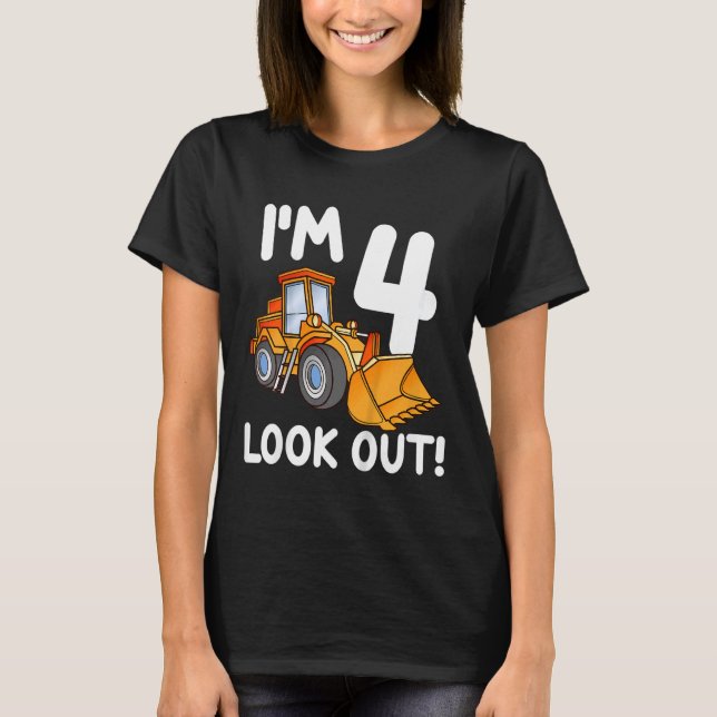 Kids Construction Lastbil 4e födelsedagen Boy 4 4  T Shirt (Framsida)