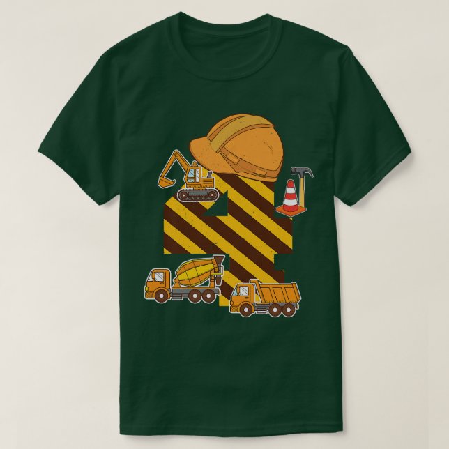 Kids Construction Lastbil 4e födelsedagen Boy Exca T Shirt (Design framsida)