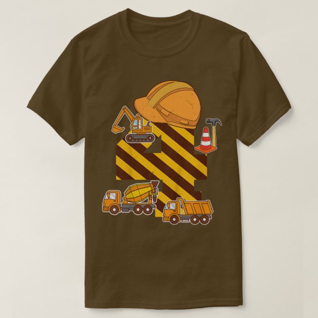 Kids Construction Lastbil 4e födelsedagen Boy Exca T Shirt (Design framsida)