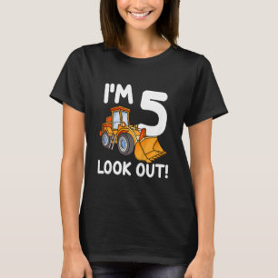Kids Construction Lastbil 5 Birthday Boy 5 Bu T Shirt