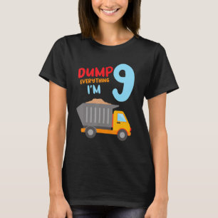 Kids Construction Lastbil 9 Birthday Boy 9 Nine Ye T Shirt