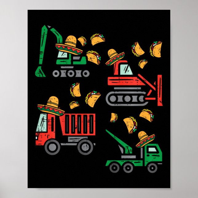 Kids Construction Lastbil Bulldozer Cinco De Mayo  Poster (Framsidan)