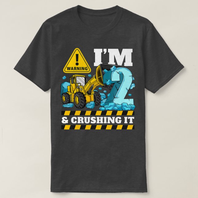 Kids Construction Truck 2nd Birthday Shirt Boy 2 B T Shirt (Design framsida)