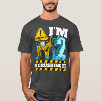 Kids Construction Truck 2nd Birthday Shirt Boy 2 B T Shirt