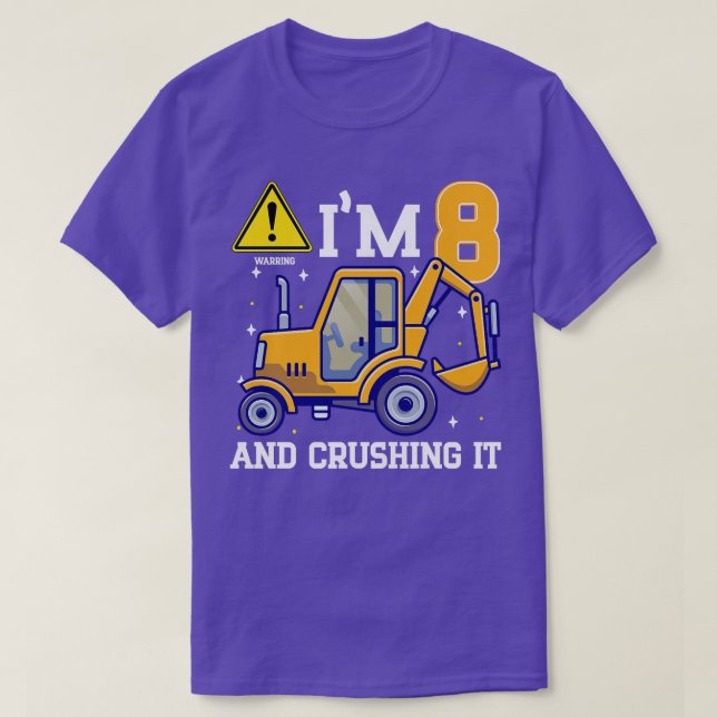 Kids Construction Truck 8th Birthday 8 Years Old D T Shirt (Design framsida)