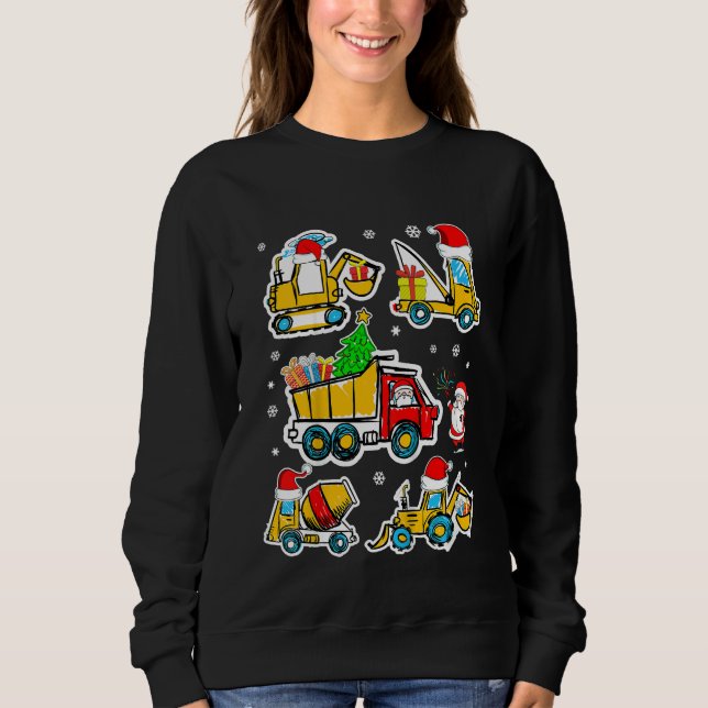 Kids Construction Vehicle Christmas Crane Truck Sa T Shirt (Framsida)