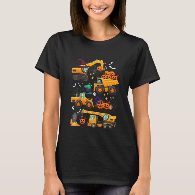 Kids Construction Vehicle Halloween Crane Truck Pu T Shirt (Framsida)